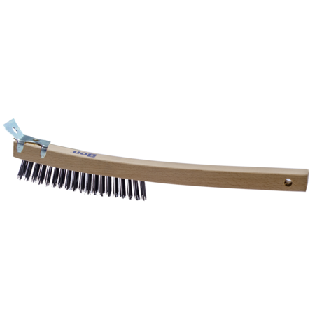 BON TOOL Wire Brush, Curved Handle, 14" (3 X 19 Rows) W/ Scraper 84-167